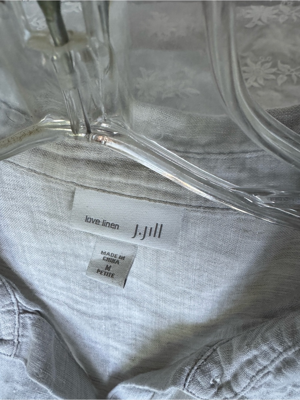 J. Jill Linen Button-Down Shirt- Soft Gray - Picture 3 of 8